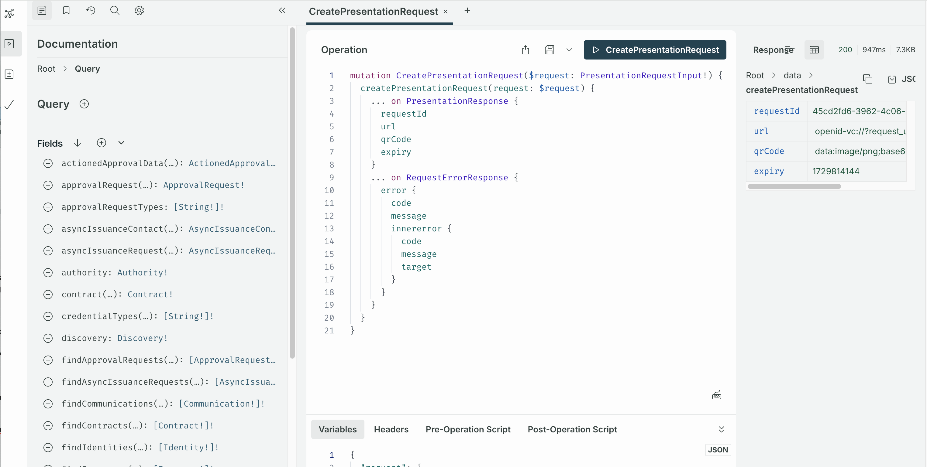Apollo sandbox presentation request example