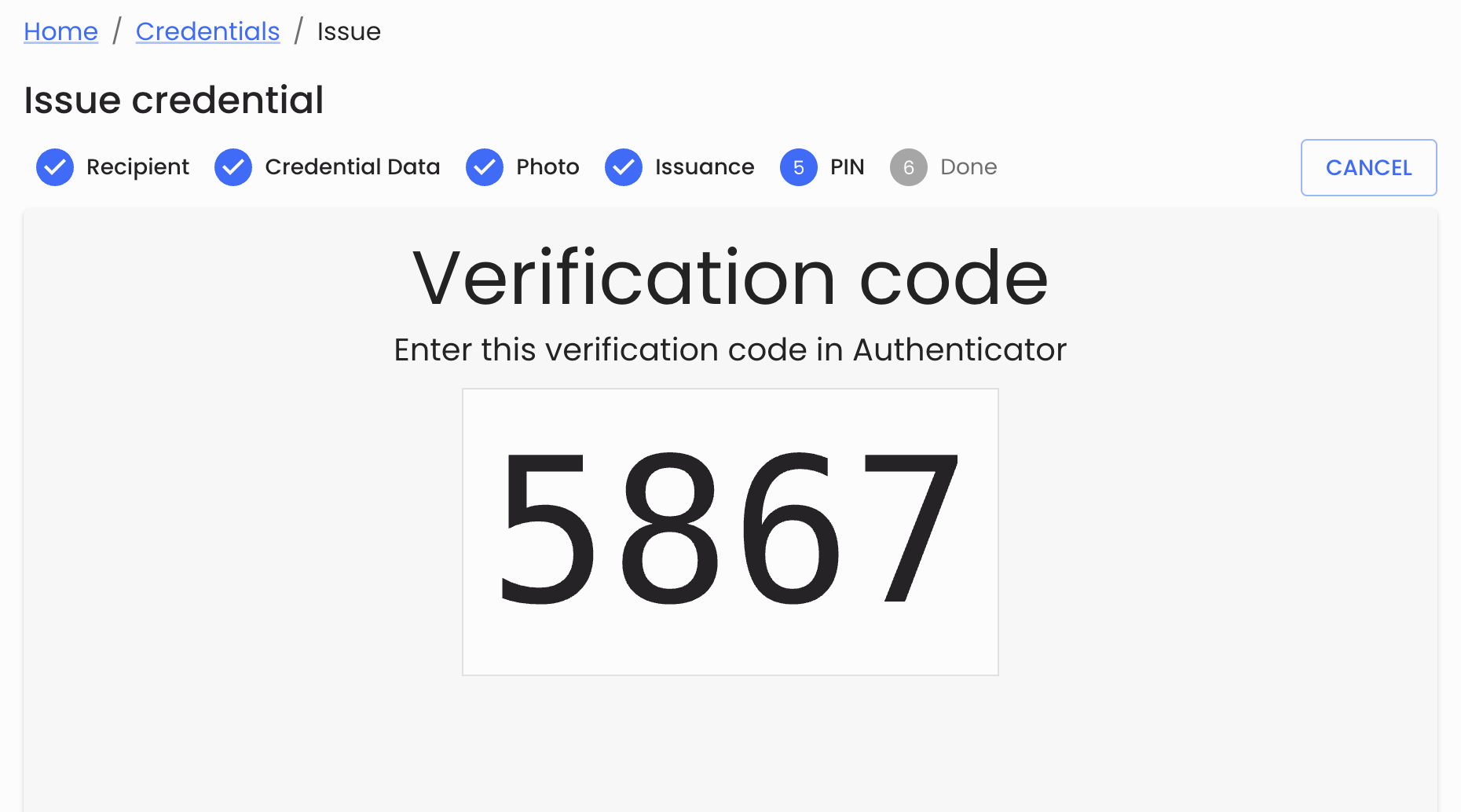 Issuance verification code